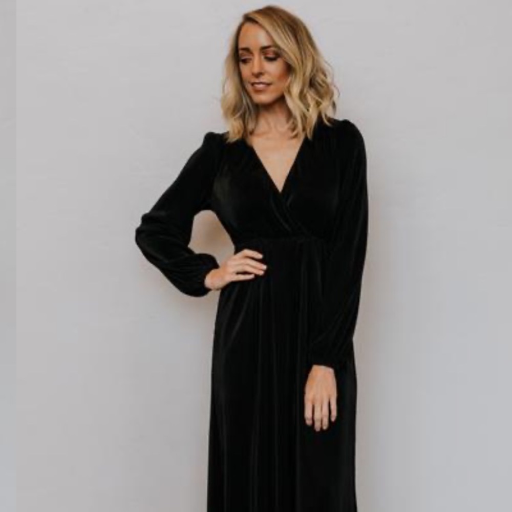 Baltic Born Venus Black Pleated Maxi Dress